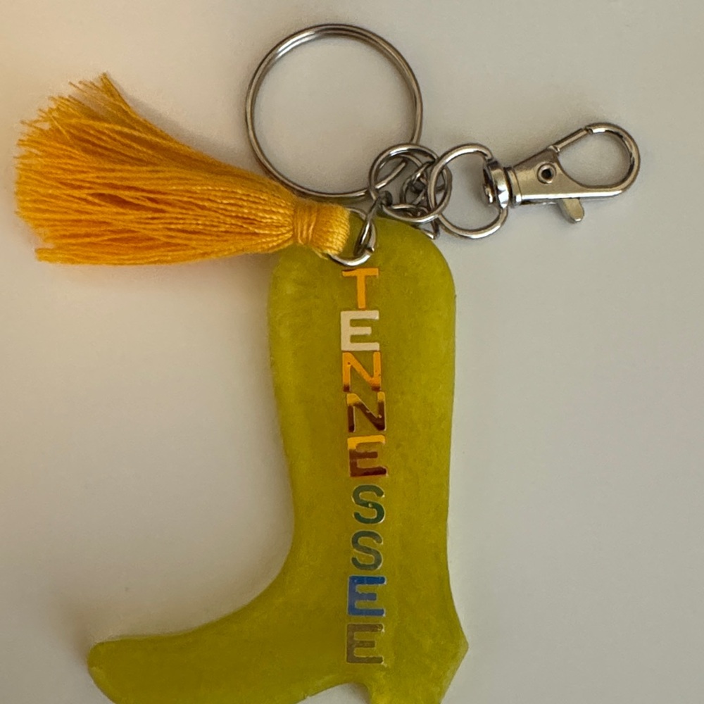 Yellow Boot Key Holder with Tassel